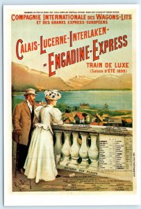 2 Repro Postcards CALAIS INTERLAKEN ENGADINE EXPRESS, Switzerland Train 4x6