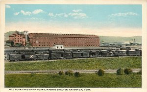 Postcard; Acid Plant & Brick Plant, Washoe Smelter, Anaconda MT Mining RR Cars