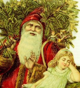 1870's 9 Die Cut Fab Santa Claus Christmas Tree Girl Victorian Decoration && 