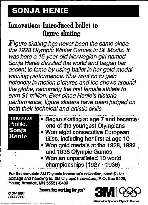 Olympic Games Card Sonja Henning Figure Skating St Moritz 1928 sk3157