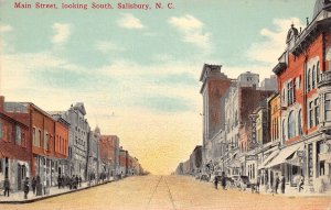 Salisbury North Carolina Main Street, Looking South, Color Lithograph PC U8564