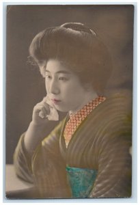 c1910's Japanese Geisha Studio Portrait RPPC Photo Unposted Antique Postcard