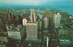 1960's Aerial View Downtown Detroit Michigan Postcard 2R3-157 