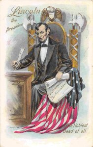 President Abraham Lincoln Emancipation Proclamation 1910c Tuck postcard