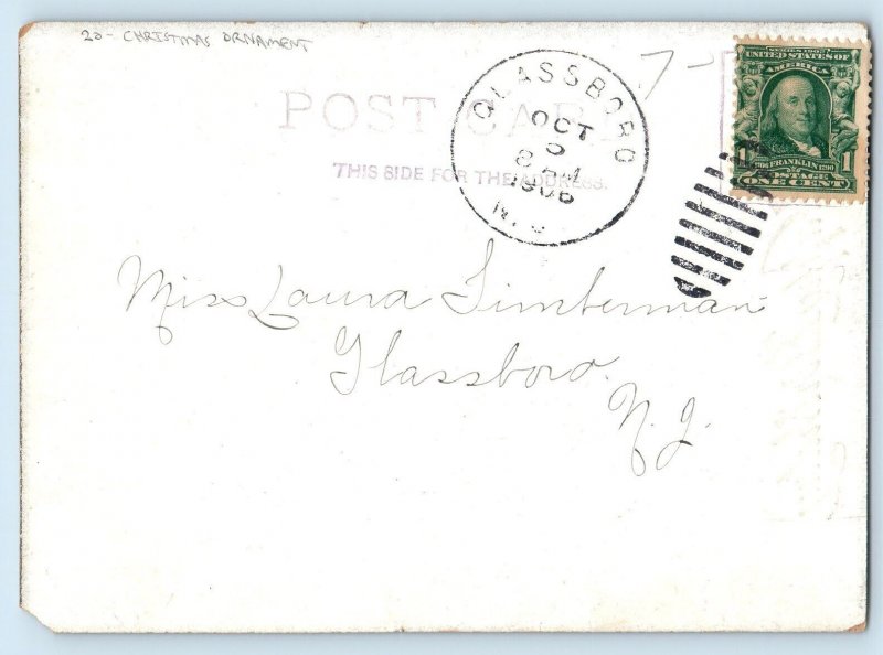 1906 Birthday Christmas Ornament Glassboro New Jersey NJ Antique Postcard