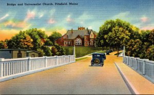 Maine Pittsfield Bridge and Universalist Church