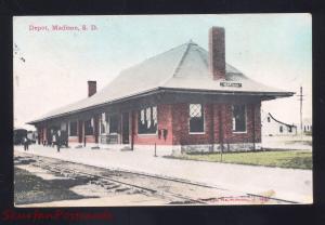 MADISON NORTH DAKOTA RAILROAD DEPOT TRAIN STATION ND OLD VINTAGE POSTCARD