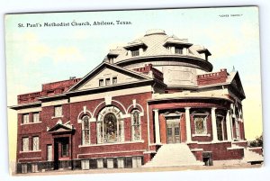 Abilene Texas St Paul's Methodist Church old postcard #2  A921