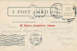 MI, Flint, Michigan, Carnegie Library, Entrance Scene