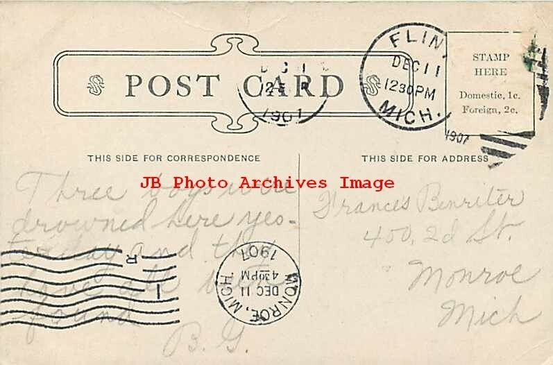 MI, Flint, Michigan, Carnegie Library, Entrance Scene