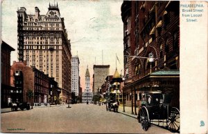 Tuck Postcard PA Philadelphia Broad Street from Locust Street Buggies 1907 S94
