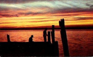 New York Long Island Greetings From Hampton Bays Fishing At Sunset