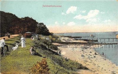 Julebækshusene, Denmark Beach Scene ca 1910s Antique Vintage Postcard