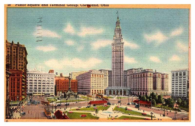 Postcard TRAIN STATION SCENE Cleveland Ohio OH AS6251