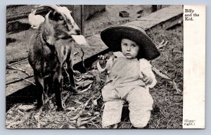 K5/ Interesting Postcard c1910 Billy and the Kid Goat Child Comic 151