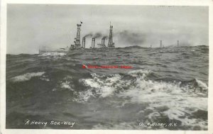 US Navy, RPPC, Ships in a Heavy Sea-Way, N Moser Photo No 1