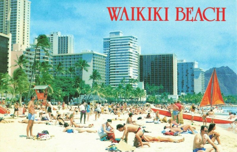 Postcard Bathers on Waikiki Beach Hawaii