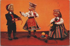 Dolls in Estonian National Costumes Vintage Postcard C189