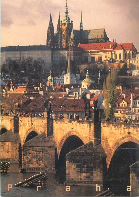 Postcard Charles Bridge and Prague Castle Czech Republic