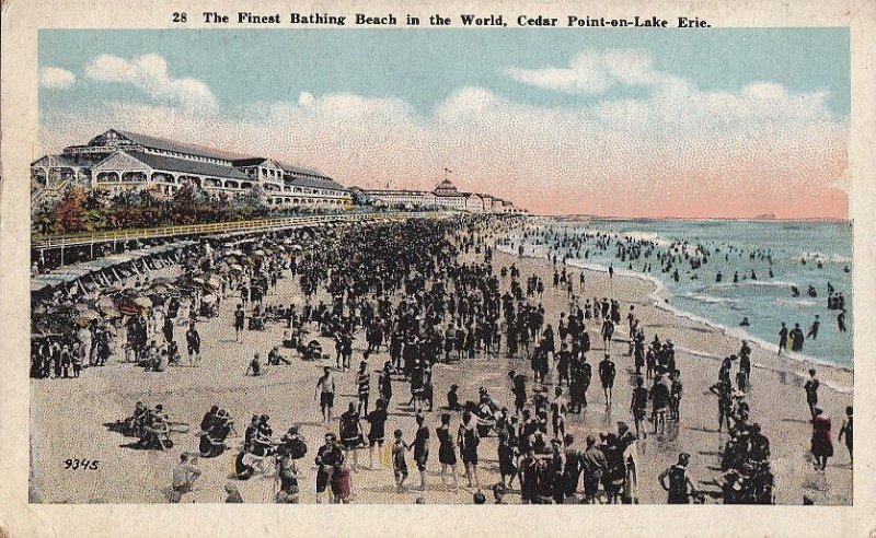 Postcard Finest Bathing Beach Cedar Point on Lake Erie PA