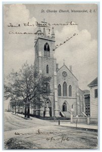 1906 St. Charles Church Chapel Exterior Woonsocket Rhode Island Vintage Postcard