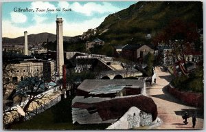 Gibraltar Town From The South Cliff Houses Residences Mountain Foot Postcard