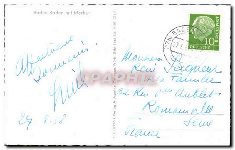 Modern Postcard Baden Baden began Merku