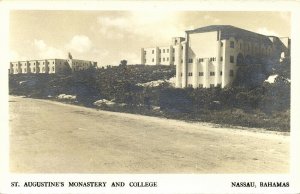 bahamas, NASSAU, St. Augustine's Monastery and College (1940s) RPPC Postcard