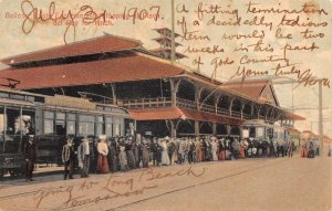 Playa del Rey California Balloon Route Trolley Train Station Postcard AA68774