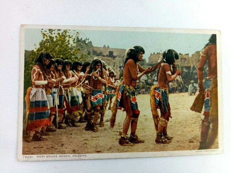 Tusayan Arizona, Hopi Snake Dance Traditional Ceremony, Vintage Postcard