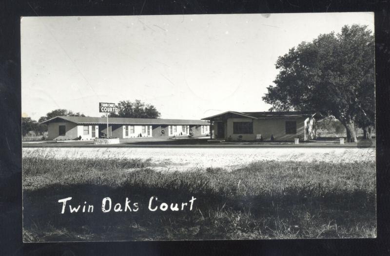 RPPC SABINAL TEXAS TWIN OAKS COURT MOTEL ADVERTISING REAL PHOTO POSTCARD