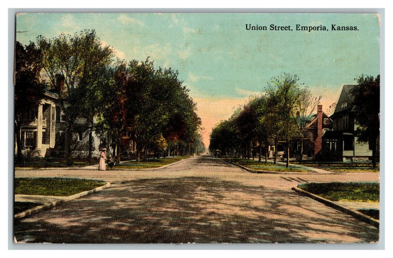 1912 Postcard Union Street Emporia Kansas Vintage Standard View Card 