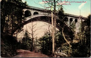 Vtg 1910s Walnut Lane Bridge Fairmont Park Philadelphia Pennsylvania PA Postcard