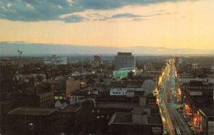 EDMONTON, Alberta Canada  JASPER AVENUE~Sunset Bird's Eye View  Chrome Postcard