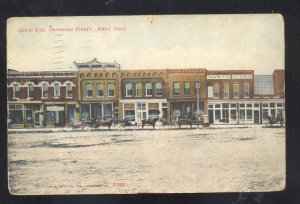 AMES IOWA DOWNTOWN ONONDAGA STREET SCENE STORES VINTAGE POSTCARD 1911