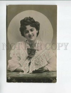 472071 FASHION Woman Lady w/ KITTY Cat MOON Vintage PHOTO postcard 1907 year