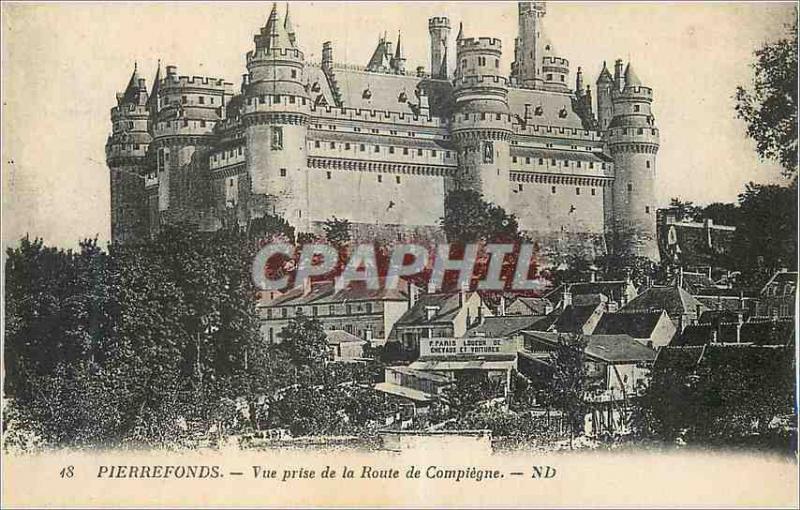 Old Postcard Pierrefonds View from Route Compiegne