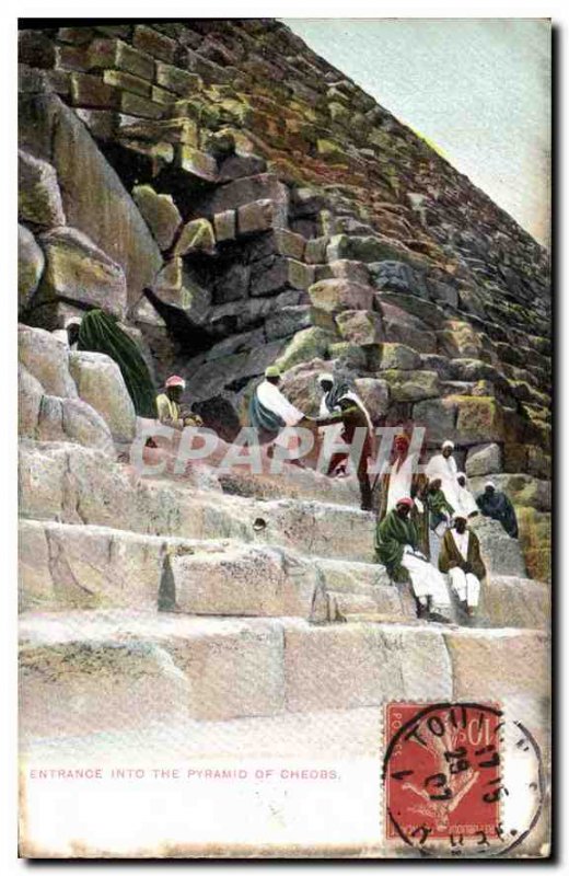 Old Postcard Egypt Egypt ENTRANCE INTO THE PYRAMID OF CHEOPS