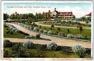 Postcard - Barracks Buildings and Park, Soldier's Home - California