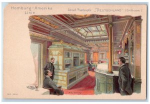 c1905 Grillroom Kitchen Interior Steamer Ship Deutschland Hamburg Line Postcard