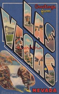 Postcard Large Letters Greetings from Las Vegas Nevada NV