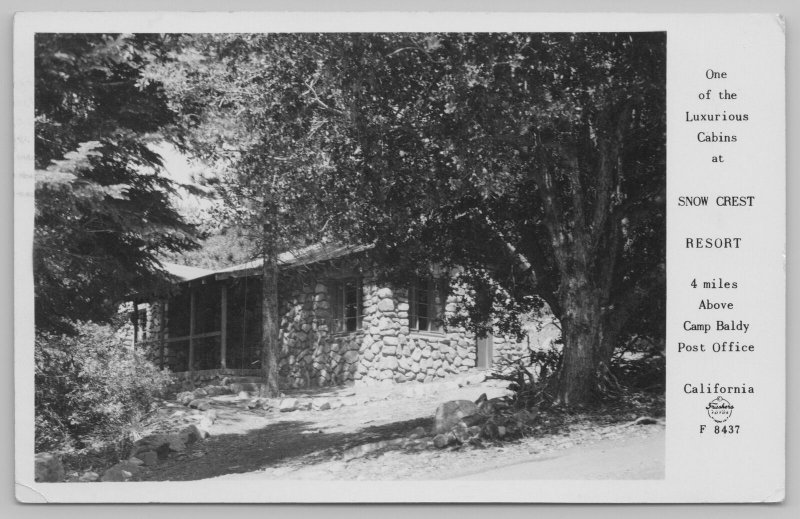 Mt BaldySnow Crest Resort Stone CabinSan Bernardino County1956 RPPC