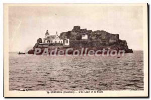 Old Postcard Carantec Finistere Ile Louet and the Lighthouse
