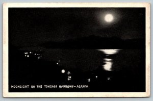 Moonlight on the Tongass Narrows  Alaska   Postcard  1951