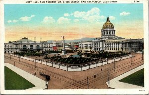 Vtg San Francisco CA City Hall and Auditorium Civic Center 1920s Postcard