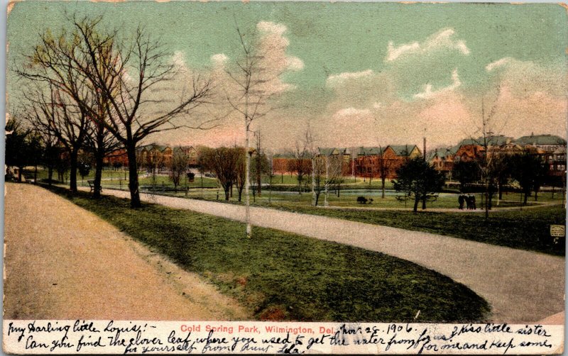 Vtg 1905 Cold Spring Park Wilmington Delaware DE Postcard