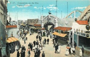 Venice California C-1910 Concessions on the Pier V-27 Teich Postcard 24-9572