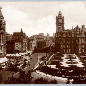 c1920s Edinburgh, Scotland Downtown RPPC Princes Street Tram Trolley Photo A193