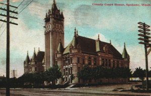 USA County Courthouse Spokane Washington Vintage Postcard 08.99