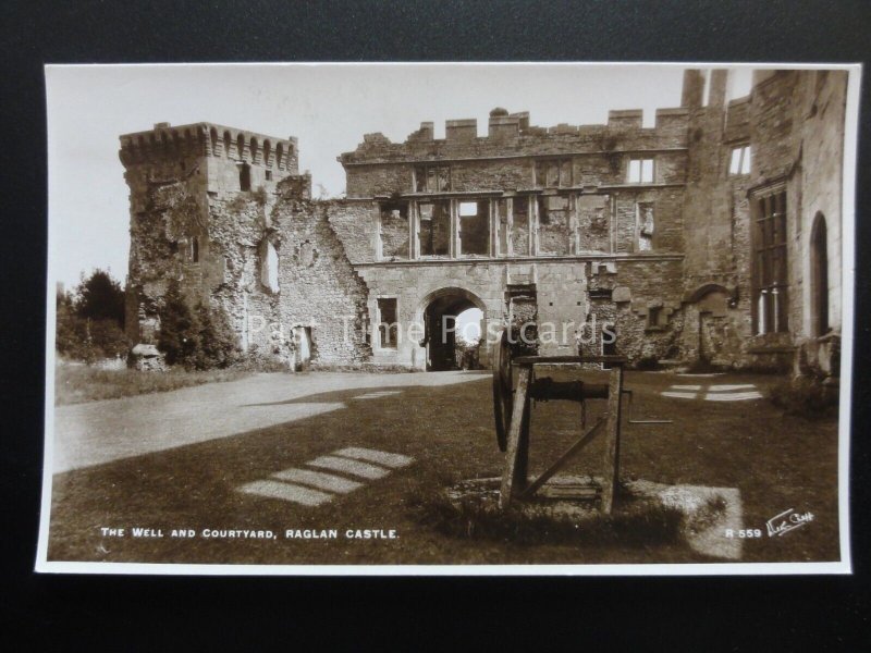 Wales RAGLAN CASTLE Well & Courtyard - Old RP Postcard by W. Scott R559